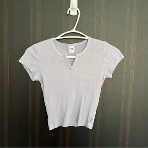 TNA Lavender Purple Waffle Notch Short Sleeve Shirt